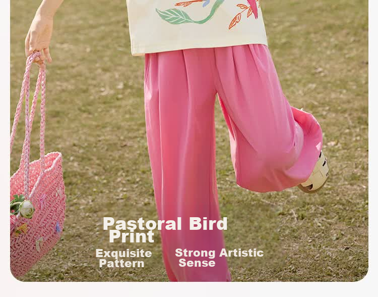 CHANZUIGOU (CHANZUIGOU) [7A Antibacterial Cooling] Girls Printed Set 2026 Summer New Children's Short Sleeve Pants Sports Two-Piece Set 19